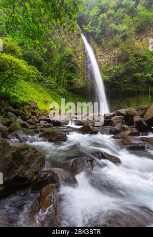 Low-angle view of La Fortuna Waterfall, Alajuela Province, Costa Rica