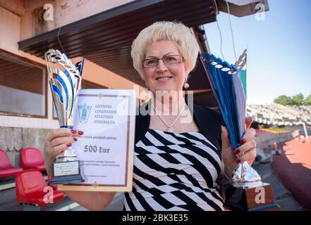 Ana Ambrazienė-Kosteckaja is a Lithuanian track and field athlete, 400 m hurdles world record holder. Stock Photo