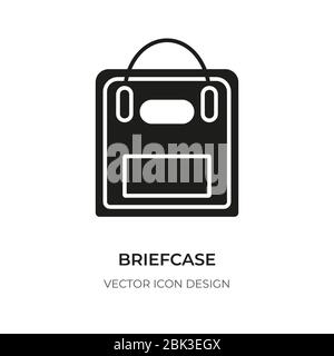Glyph briefcase icon. Graphic portfolio symbol. Pictogram silhouette simple school accessory sign. Design logo study, business concept work office, travel. Case closeup. Isolated vector illustration Stock Vector