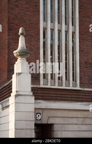 Swedish Georgian Art Deco Architecture Council Building Red Brick Hammersmith Town Hall King St, Hammersmith, London W6 9JU by Ernest Berry Webber Stock Photo