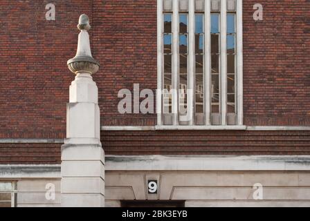 Swedish Georgian Art Deco Architecture Council Building Red Brick Hammersmith Town Hall King St, Hammersmith, London W6 9JU by Ernest Berry Webber Stock Photo