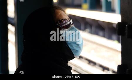 New York, New York, USA. 28th Apr, 2020. Q train Midtown to Coney Island. Confirmed CORONA VIRUS COVID pandemic infections have reached a million in the U.S. April 28, 2020 Credit: John Marshall Mantel/ZUMA Wire/Alamy Live News Stock Photo