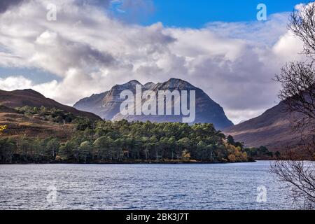 Torridon mountain Liathach from Loch Clair in Glen Torridon Scottish Highlands. UK Europe Stock Photo