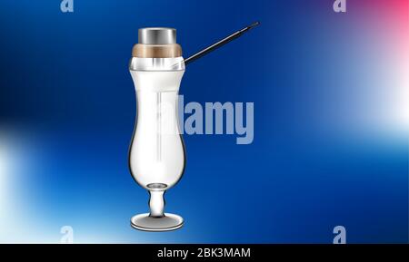 mock up illustration of smoking hookah on abstract background Stock Vector