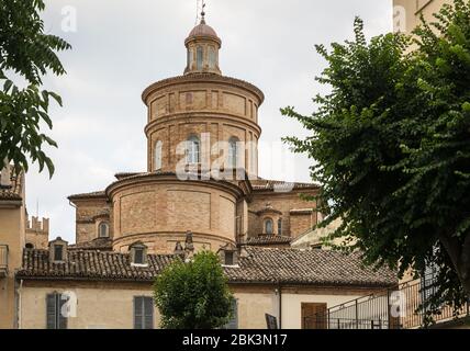 Offida village, an ancient village in the Marche region of Italy. ancient medieval buildings of the medieval village - Ascoli Piceno disctrict - Italy Stock Photo