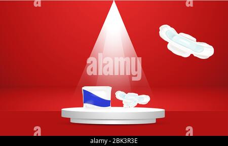 mock up illustration of sanitary pads on abstract background Stock Vector