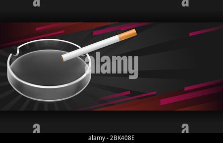 mock up illustration of cigarette and ashtray on abstract background Stock Vector