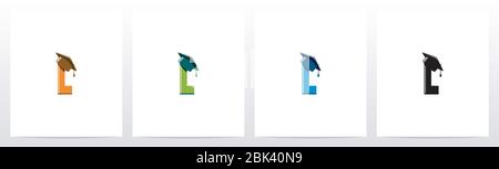 Graduation Hat On Letter Logo Design L Stock Vector