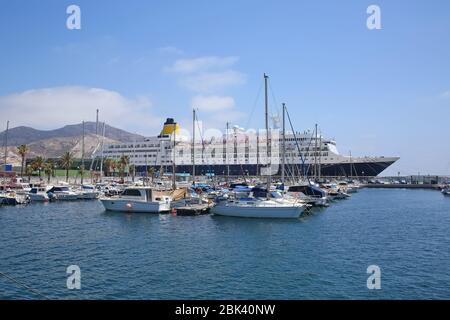 The marina & cruise port of Cartagena lies on the coast of Murcia in south-east Spain. Stock Photo