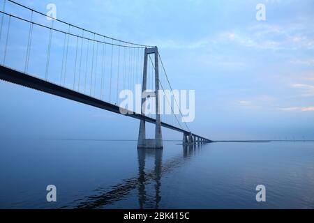 The Öresund or Øresund Bridge is a combined railway and motorway bridge across the Oresund strait between Sweden and Denmark. Stock Photo