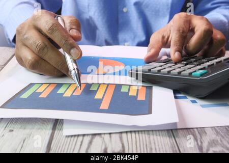businessman analyzing financial data with copy space  Stock Photo