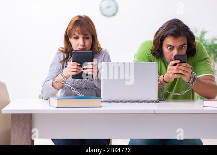 Students in gadget dependency concept Stock Photo