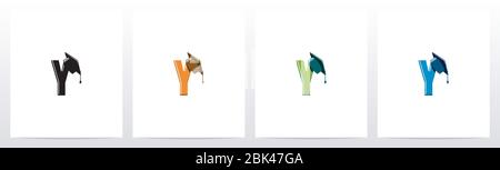Graduation Hat On Letter Logo Design Y Stock Vector