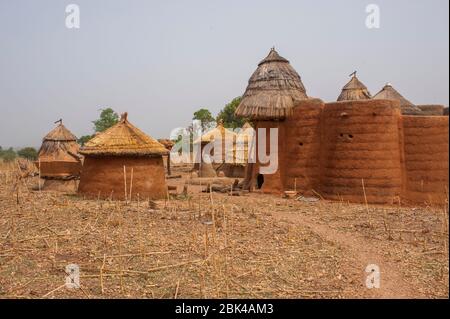 In the Northern part of Togo, in the Tamberma Valley near Kande (UNESCO World Heritage Site), live the Tammari people, or Batammariba, in their mudbri Stock Photo
