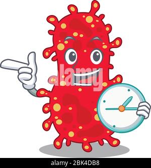 Moraxella mascot design concept smiling with clock Stock Vector