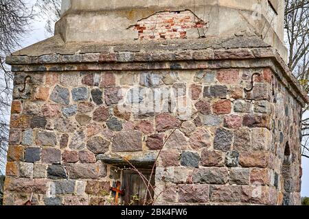 Old stone wall with doors and window Stock Photo
