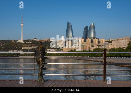 Flame Towers in Baku, Azerbaijan Stock Photo