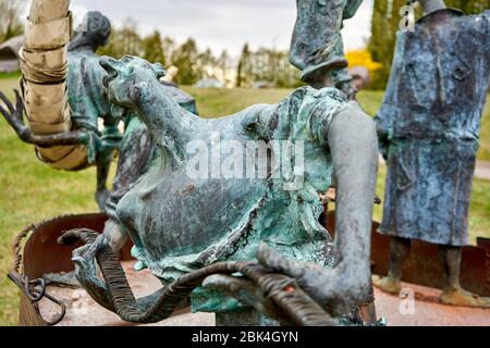 Artistic sculpture of a man made from metal Stock Photo