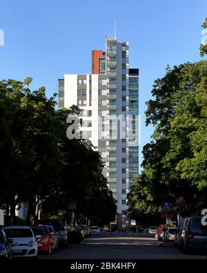 Kivenlahti area in Espoo is a mixture of green environment, tall buildings and waterfront. It's planned end station of Helsinki subway system. Stock Photo