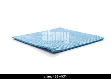 Blue new kitchen cleaning napkin rag over white isolated background Stock Photo