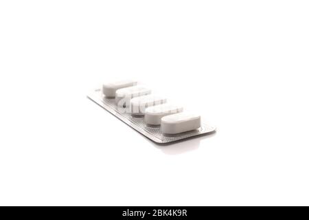 Medication in blister pack, isolated on white background Stock Photo