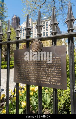 Gramercy Park Plaque, NYC Stock Photo