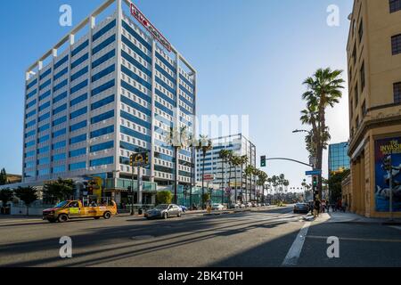 View of architecture on Hollywood Boulevard, Los Angeles, California, United States of America, North America Stock Photo