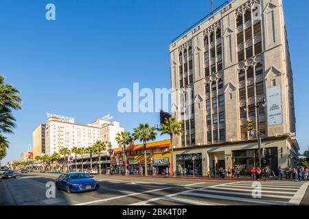 View of architecture on Hollywood Boulevard, Los Angeles, California, United States of America, North America Stock Photo