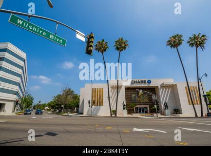 View of Wilshire Avenue, Beverley Hills, Los Angeles, California, United States of America, North America Stock Photo