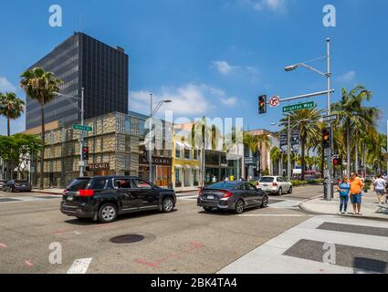 View of Wilshire Avenue, Beverley Hills, Los Angeles, California, United States of America, North America Stock Photo