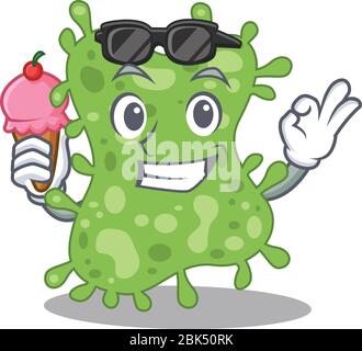 Cartoon design concept of salmonella enterica having an ice cream Stock Vector