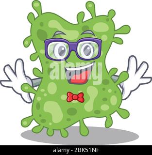 Mascot design style of geek salmonella enterica with glasses Stock Vector