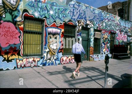 Graffiti on walls at Melrose Ave. in West Hollywood, CA Stock Photo