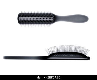 Two hairbrushes, X-ray. Stock Photo