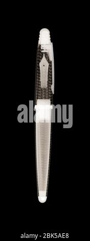 Fountain pen, X-ray. Stock Photo