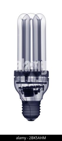Energy saving light bulb, X-ray. Stock Photo