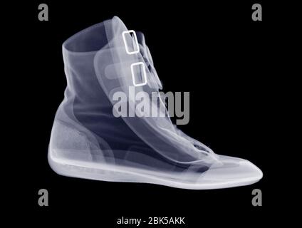 Motorcycle boot, X-ray. Stock Photo