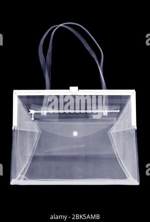 Metal clasp handbag, X-ray. Stock Photo
