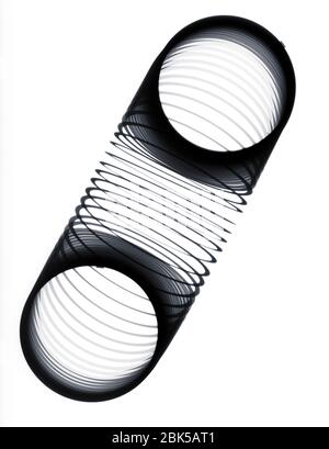 Slinky toy from above, X-ray. Stock Photo