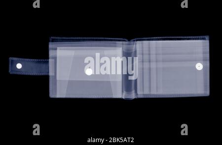 Empty open wallet, X-ray. Stock Photo