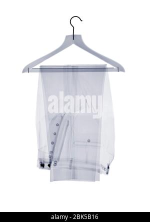 Trousers on hanger, X-ray. Stock Photo