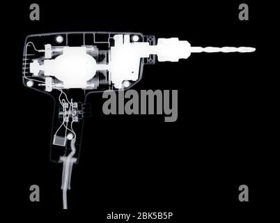 Power drill, X-ray. Stock Photo