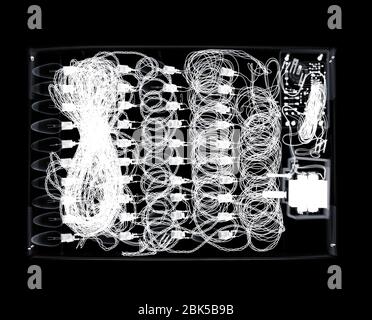 Festive lights in box, X-ray. Stock Photo