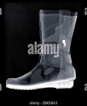Motorcycle boot, X-ray. Stock Photo