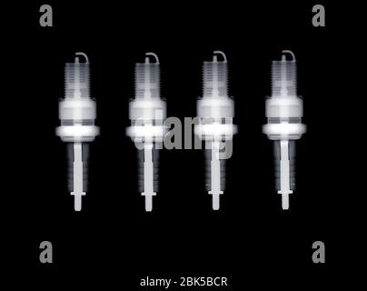 Automotive spark plugs, X-ray. Stock Photo