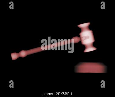 Gavel, coloured X-ray. Stock Photo