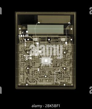 Electronic calculator, X-ray. Stock Photo