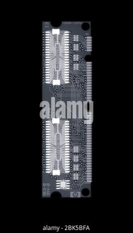 Computer circuit board, X-ray. Stock Photo