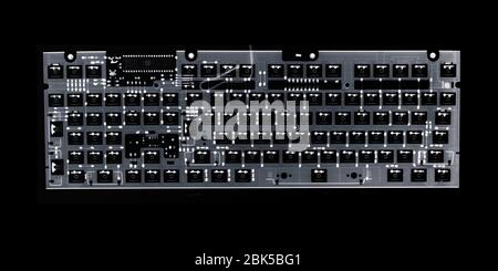 Computer keyboard, X-ray. Stock Photo