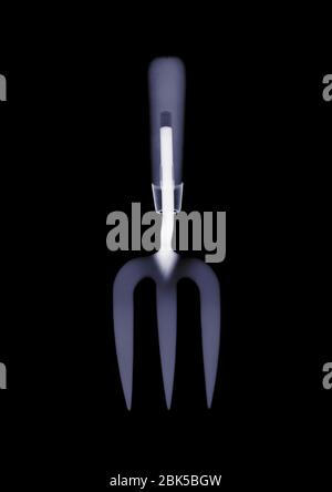 Gardening fork, X-ray. Stock Photo